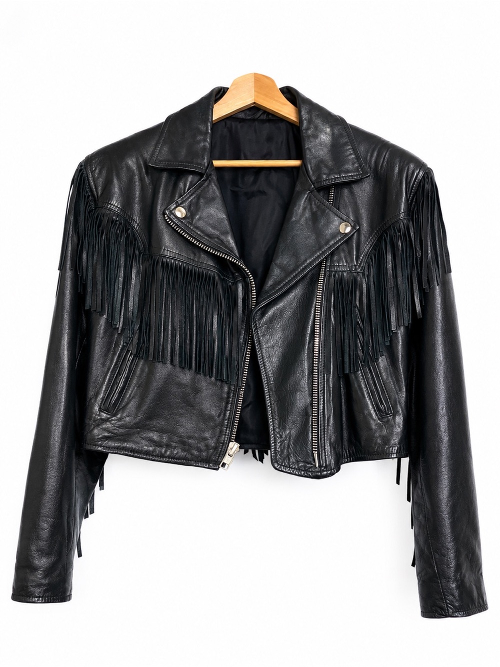 Vintage Fidelity Leathers Fringe Leather Moto Jacket Cropped USA Women’s 10